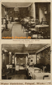 Walter Vorbröcker. Restaurant "Zur Börse". Ansichtskarte, 1926 gelaufen.